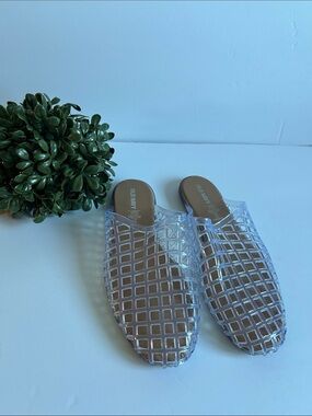 Old Navy Clear Grid Slide Mules - Transparent/Clear